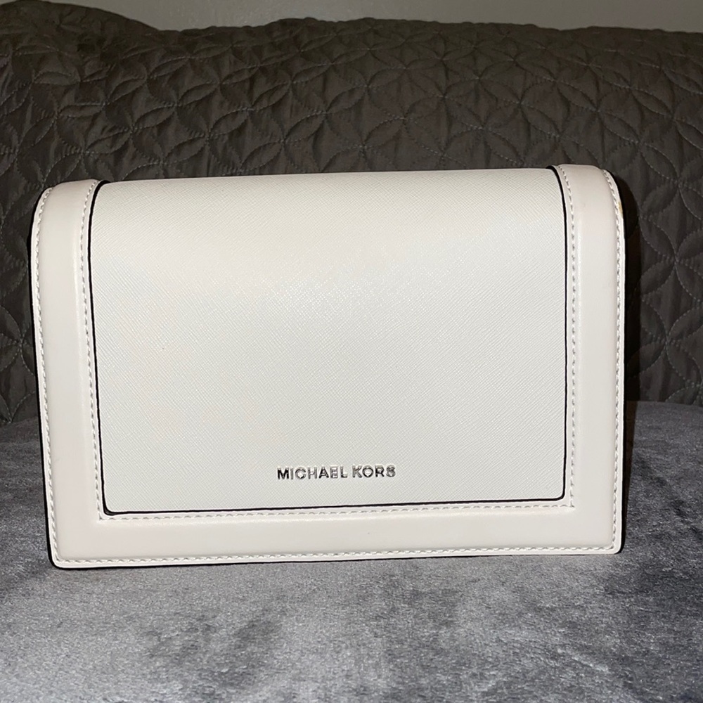 Michael Kors White Silver Hardware Crossbody Bag